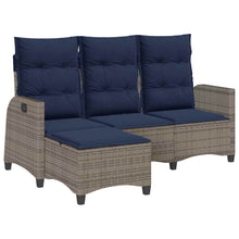 Verstelbare tuinbank met kussens L-vormig poly rattan grijs