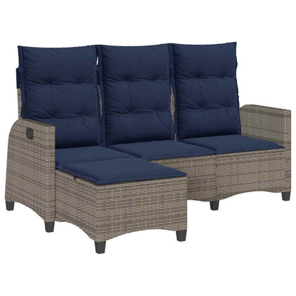 Verstelbare tuinbank met kussens L-vormig poly rattan grijs