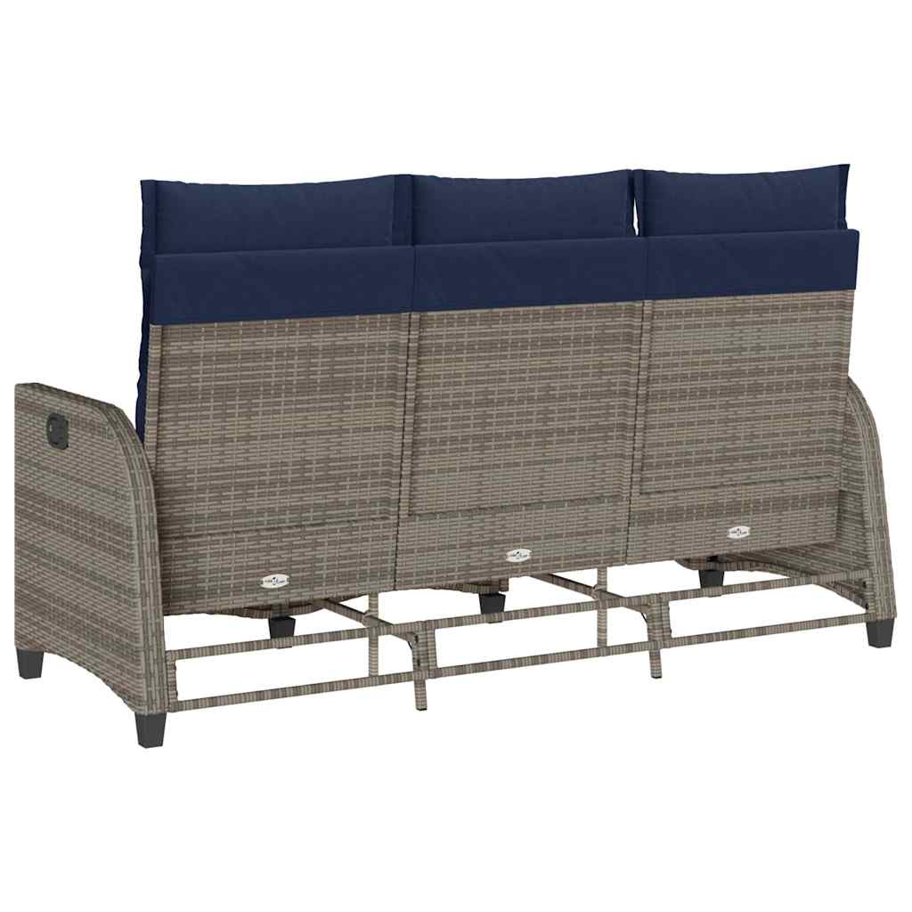 Verstelbare tuinbank met kussens L-vormig poly rattan grijs