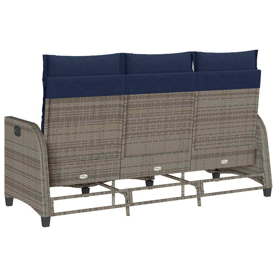 Verstelbare tuinbank met kussens L-vormig poly rattan grijs