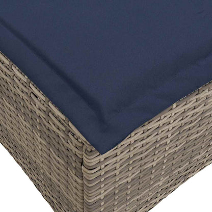 Verstelbare tuinbank met kussens L-vormig poly rattan grijs