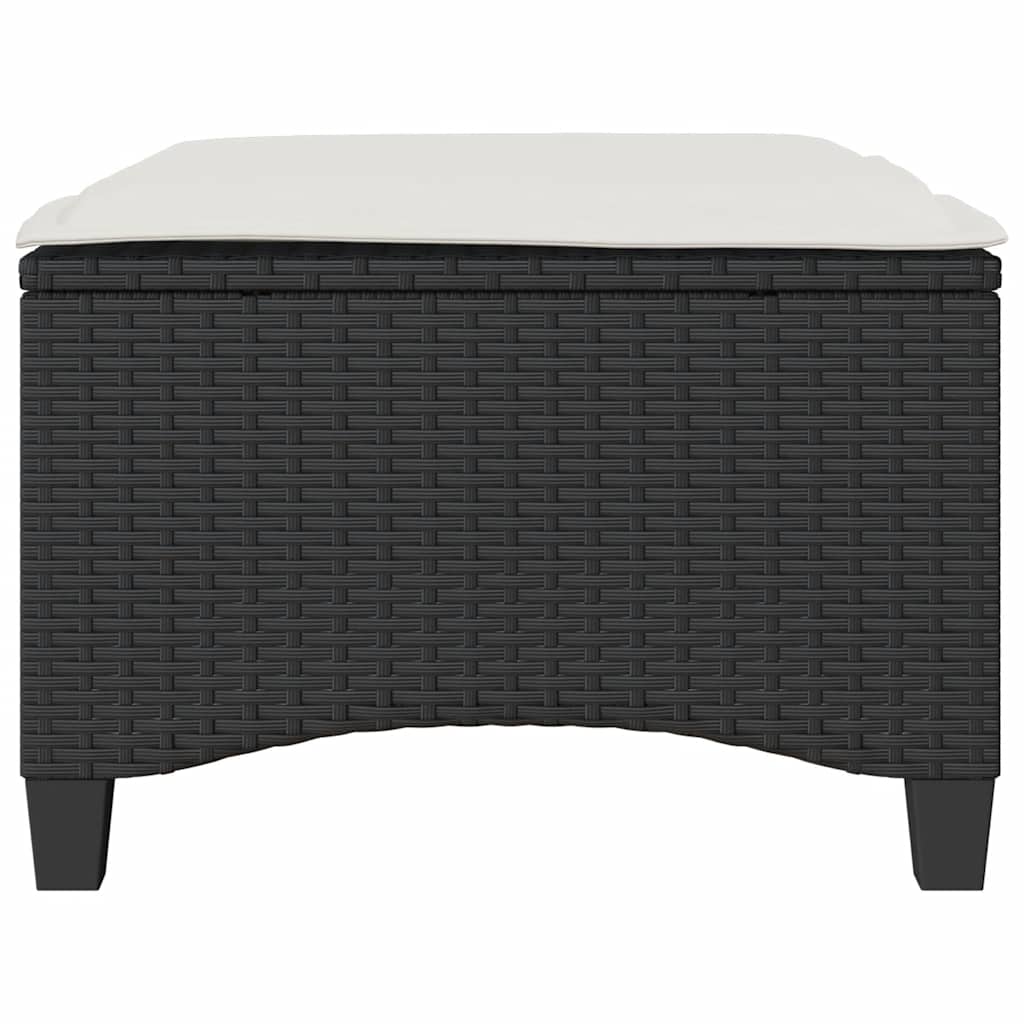 Tuinkrukken met kussens 2 st 55x55x36 cm poly rattan zwart