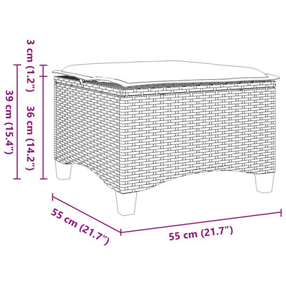 Tuinkrukken met kussens 2 st 55x55x36 cm poly rattan bruin