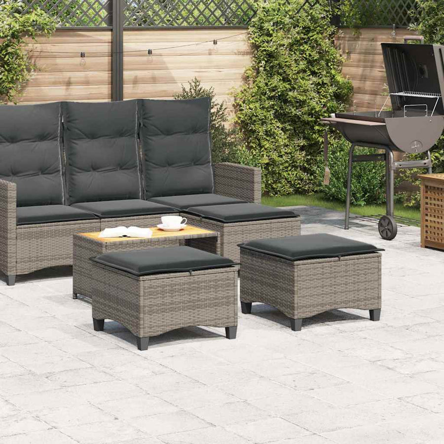 Tuinkrukken met kussens 2 st 55x55x36 cm poly rattan grijs