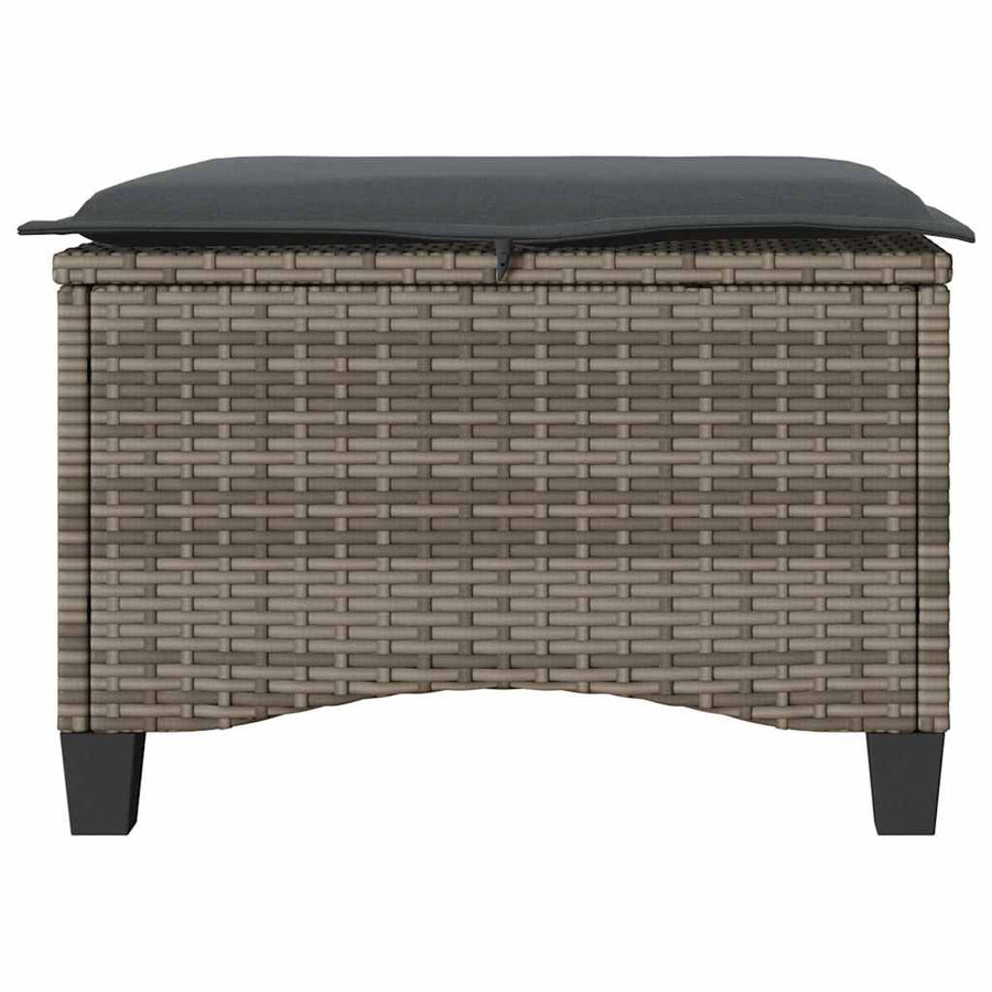 Tuinkrukken met kussens 2 st 55x55x36 cm poly rattan grijs