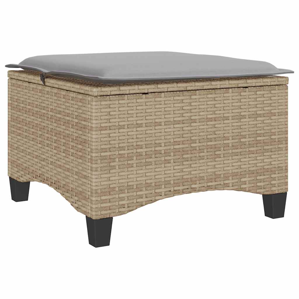 Tuinkrukken met kussens 2 st 55x55x36 cm poly rattan beige