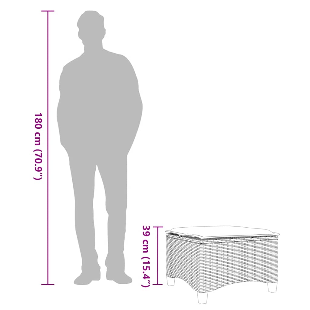 Tuinkrukken met kussens 2 st 55x55x36 cm poly rattan beige