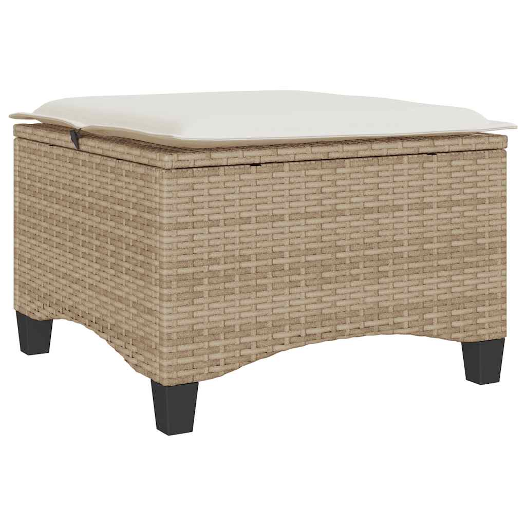 Tuinkrukken met kussens 2 st 55x55x36 cm poly rattan beige