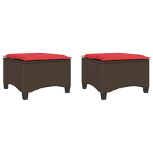 Tuinkrukken met kussens 2 st 55x55x36 cm poly rattan bruin