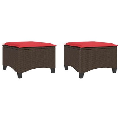 Tuinkrukken met kussens 2 st 55x55x36 cm poly rattan bruin