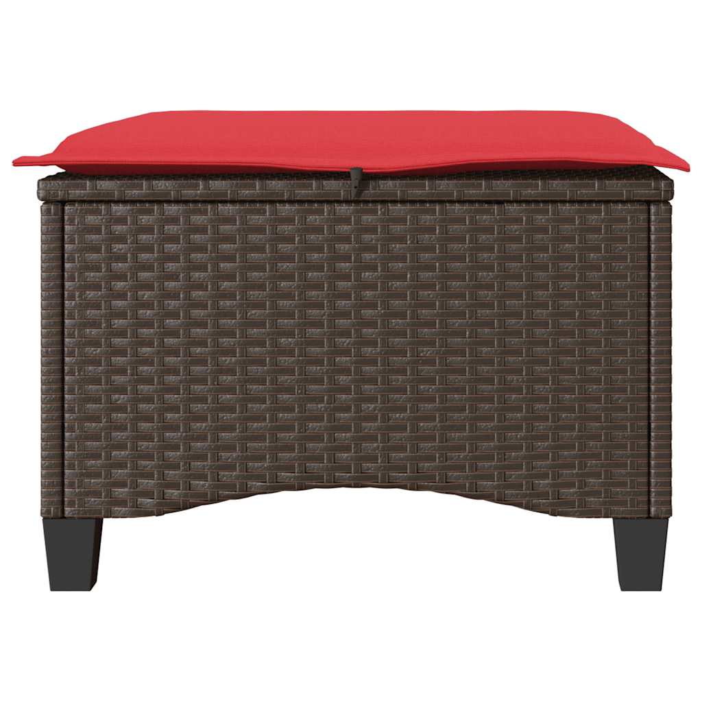 Tuinkrukken met kussens 2 st 55x55x36 cm poly rattan bruin