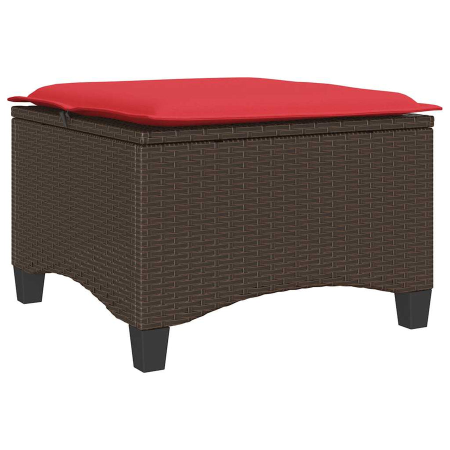 Tuinkrukken met kussens 2 st 55x55x36 cm poly rattan bruin