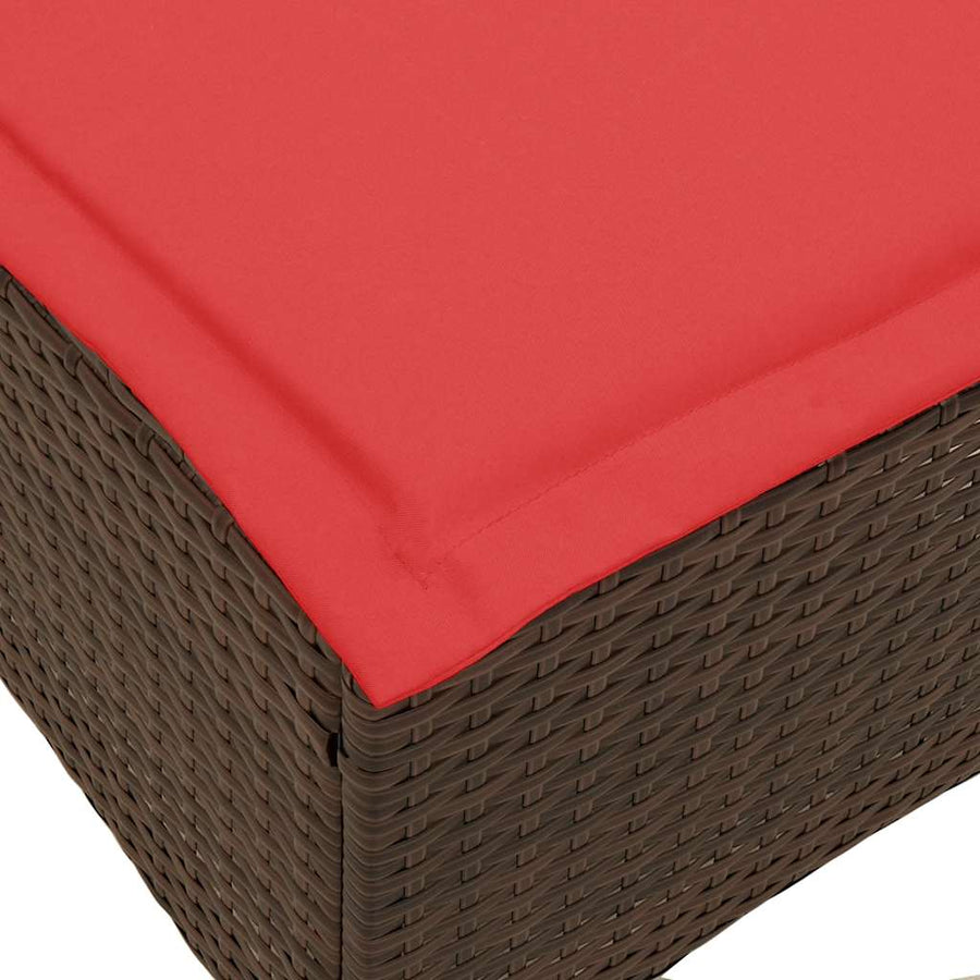 Tuinkrukken met kussens 2 st 55x55x36 cm poly rattan bruin