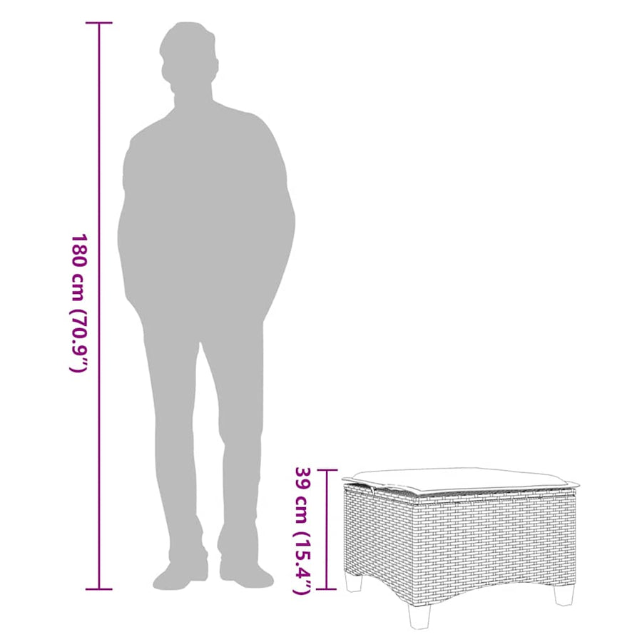 Tuinkrukken met kussens 2 st 55x55x36 cm poly rattan bruin