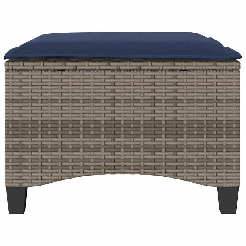 Tuinkrukken met kussens 2 st 55x55x36 cm poly rattan grijs