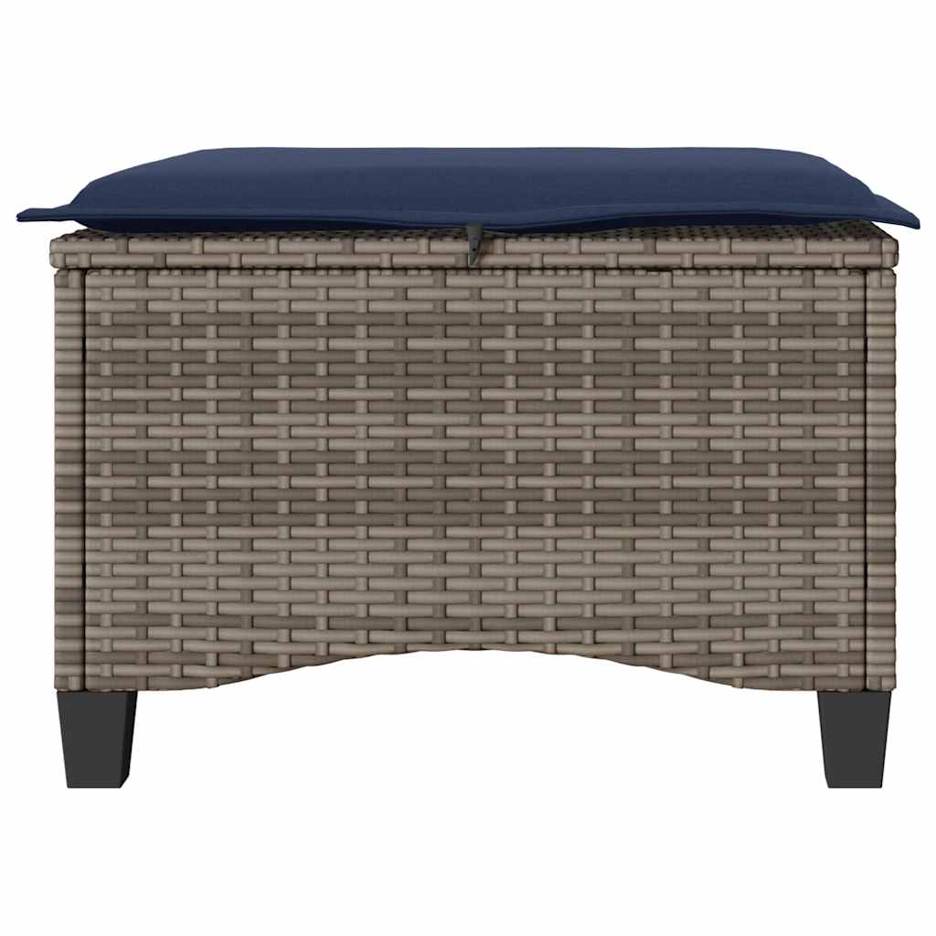 Tuinkrukken met kussens 2 st 55x55x36 cm poly rattan grijs