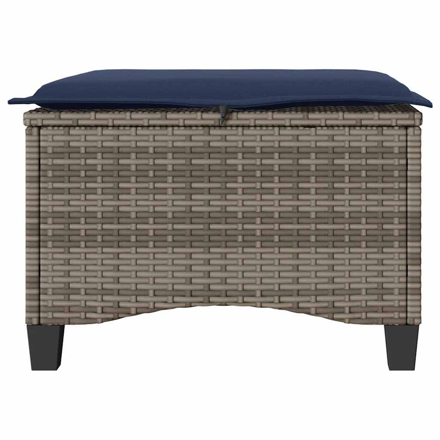 Tuinkrukken met kussens 2 st 55x55x36 cm poly rattan grijs