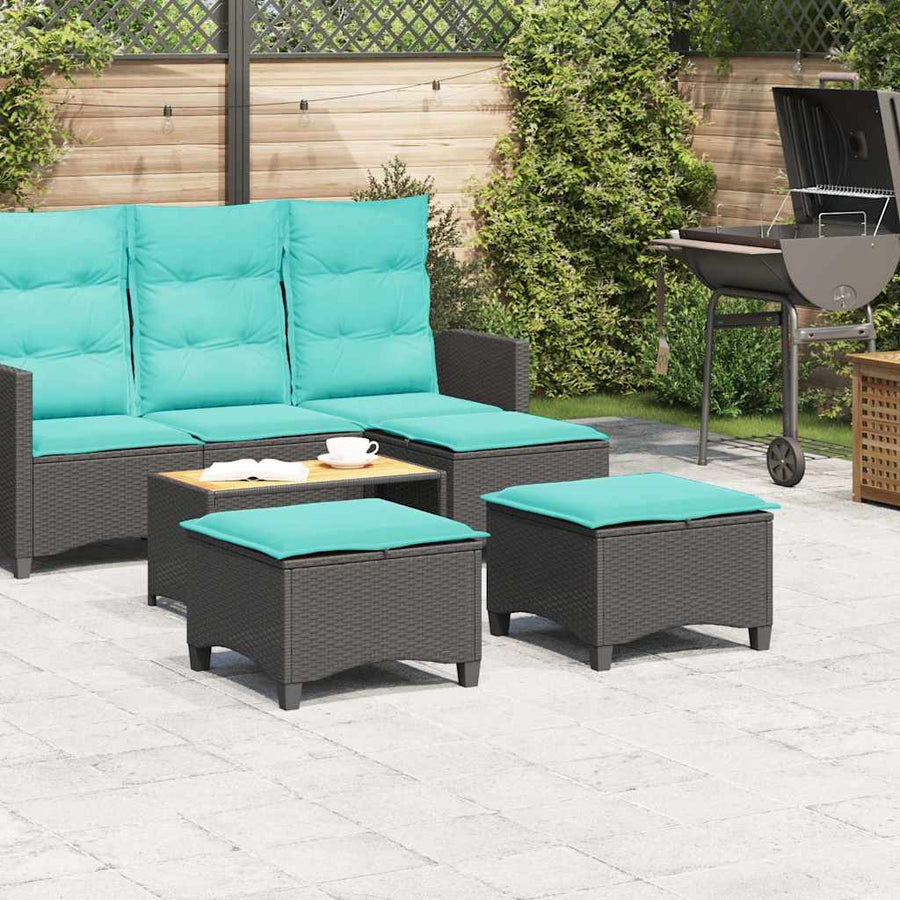 Tuinkrukken met kussens 2 st 55x55x36 cm poly rattan zwart