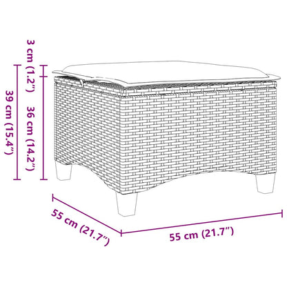 Tuinkrukken met kussens 2 st 55x55x36 cm poly rattan zwart