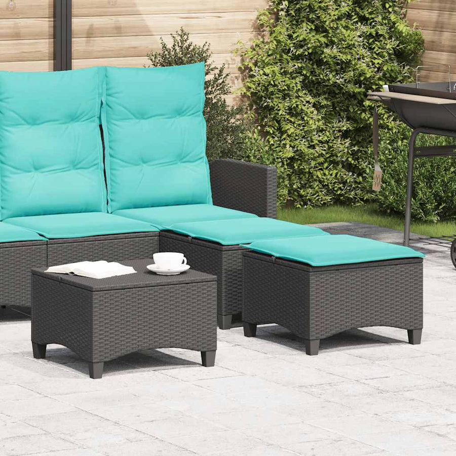 Tuinkrukken met kussens 2 st 55x55x36 cm poly rattan zwart