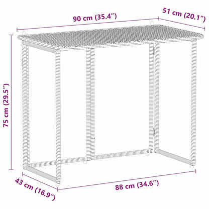 Tuintafel inklapbaar 90x51x75 cm poly rattan zwart