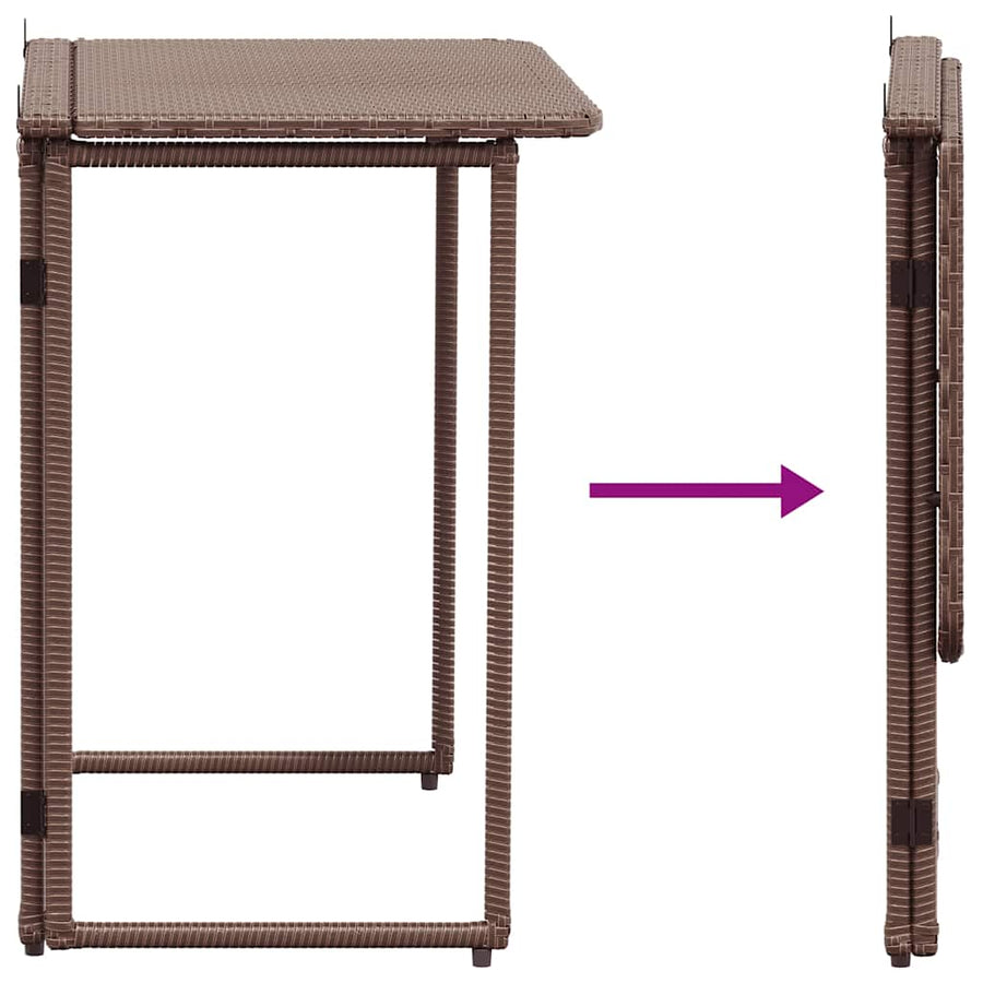 Tuintafel inklapbaar 90x51x75 cm poly rattan bruin