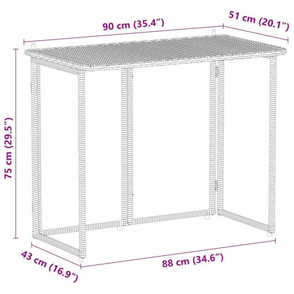 Tuintafel inklapbaar 90x51x75 cm poly rattan bruin