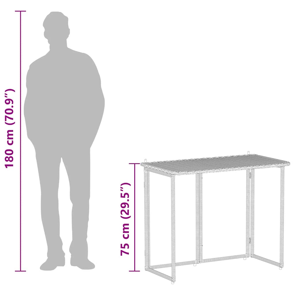 Tuintafel inklapbaar 90x51x75 cm poly rattan bruin