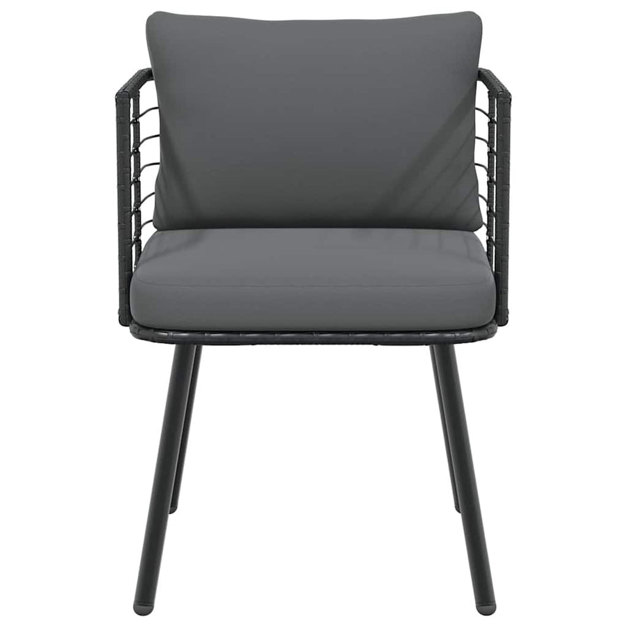 Tuinstoel met kussens poly rattan zwart