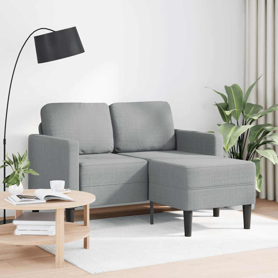 2-Zitsbank Met Ligstoel L-Vormig 125 Cm Stof Lichtgrijs