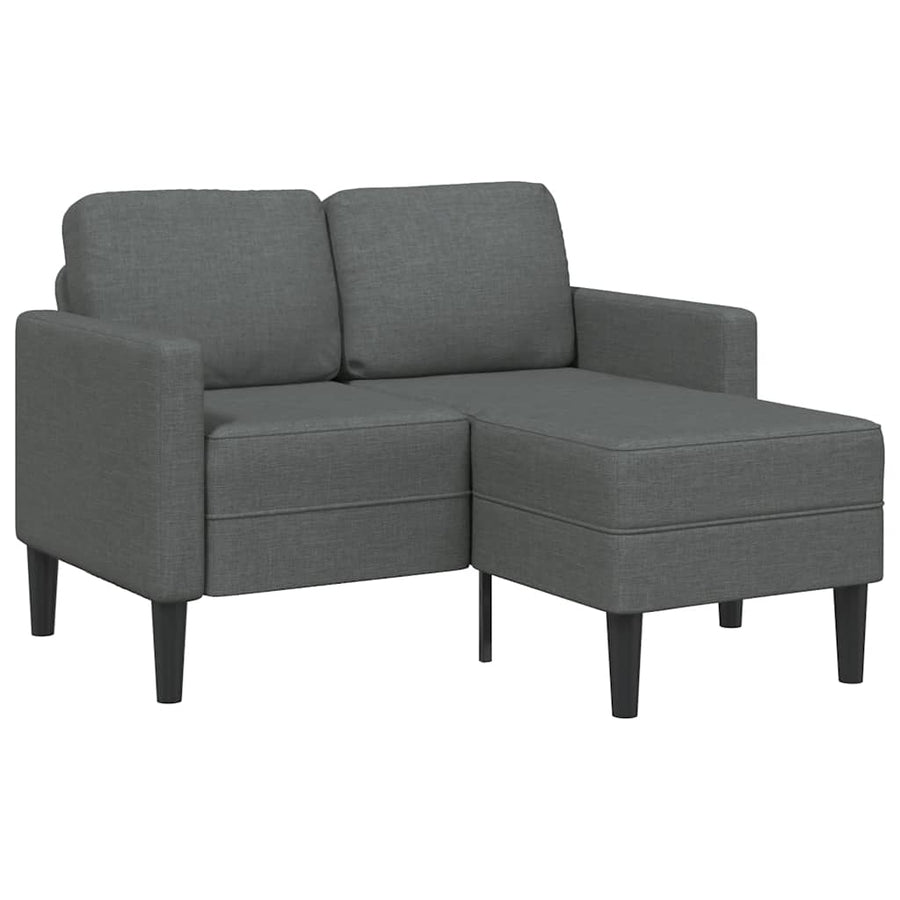 2-Zitsbank Met Ligstoel L-Vormig 125 Cm Stof Donkergrijs