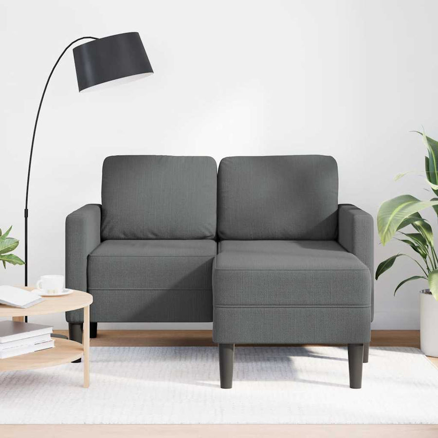 2-Zitsbank Met Ligstoel L-Vormig 125 Cm Stof Donkergrijs