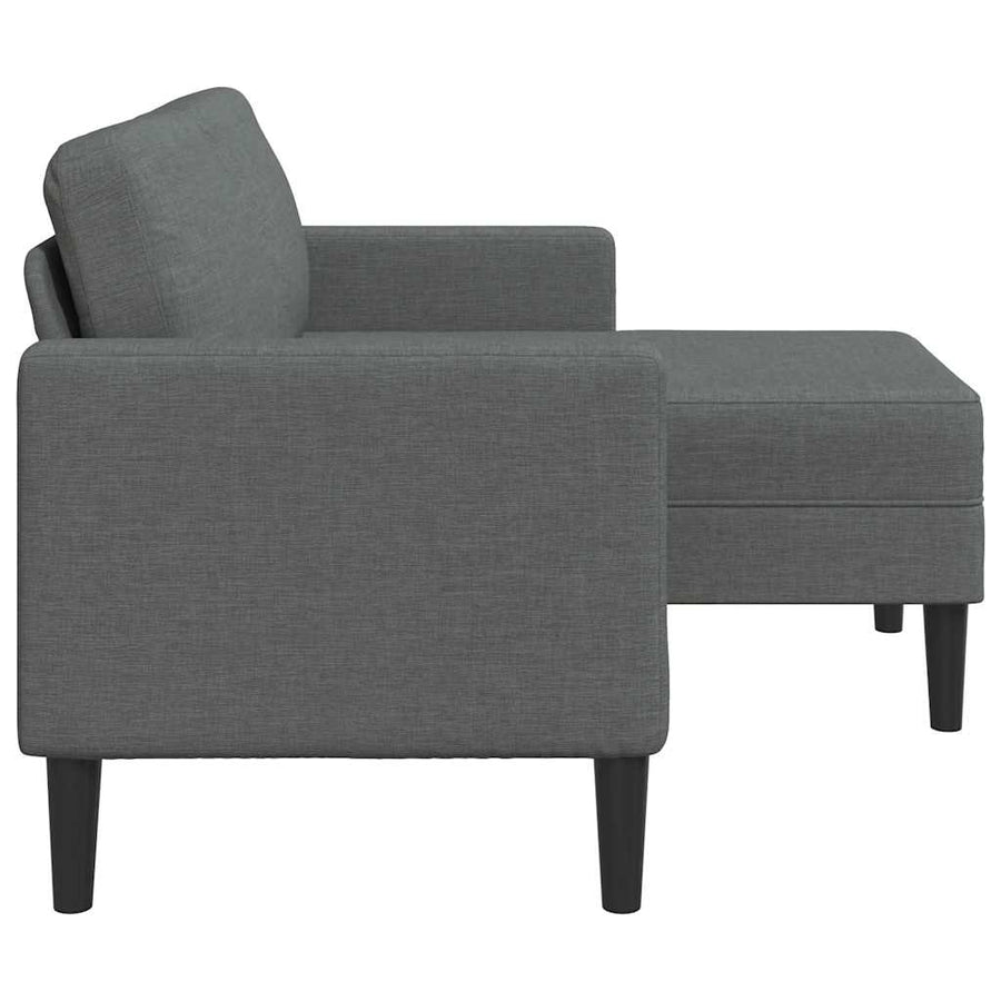 2-Zitsbank Met Ligstoel L-Vormig 125 Cm Stof Donkergrijs