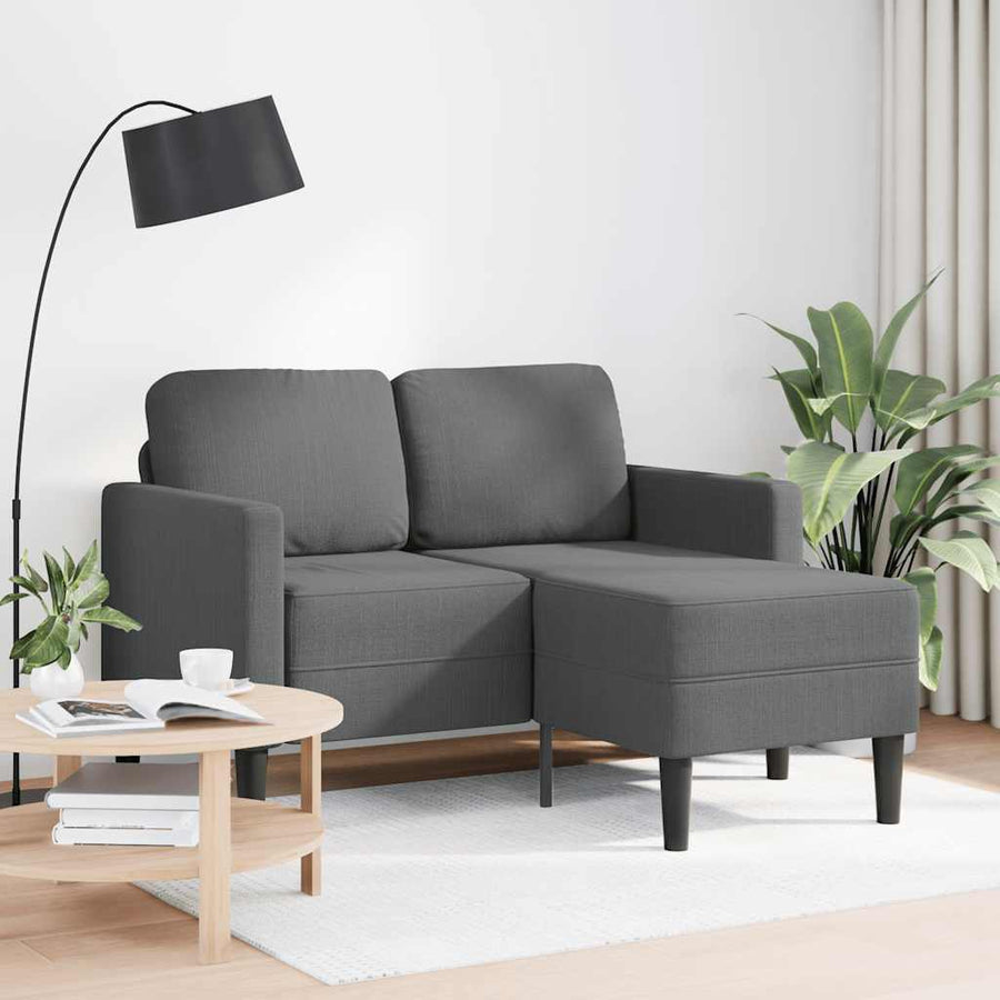 2-Zitsbank Met Ligstoel L-Vormig 125 Cm Stof Donkergrijs