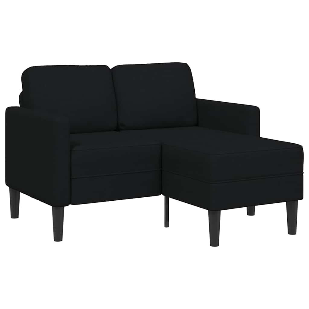 2-Zitsbank Met Ligchaise L-Vormig 125 Cm Stof Zwart