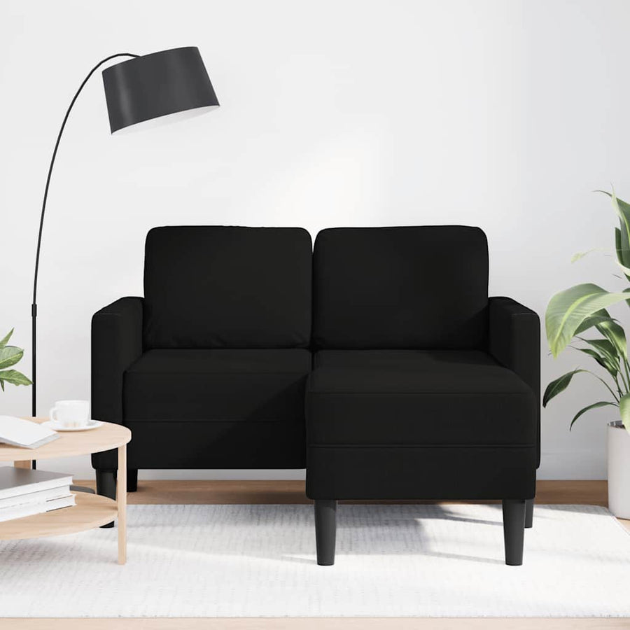 2-Zitsbank Met Ligchaise L-Vormig 125 Cm Stof Zwart