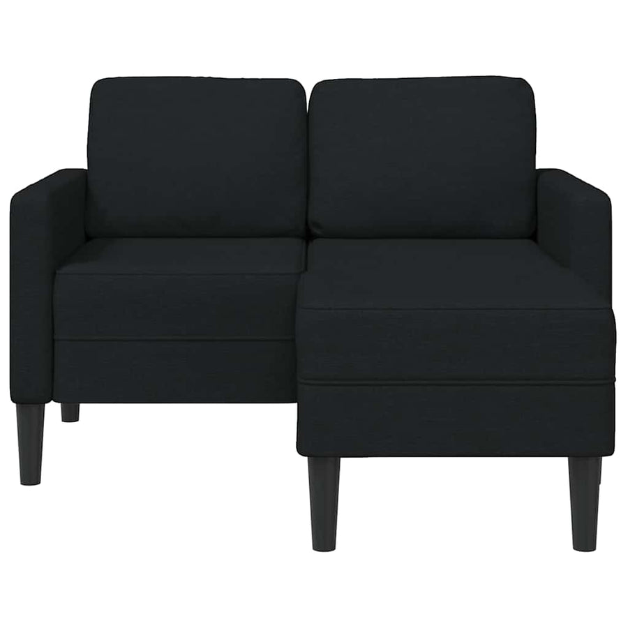 2-Zitsbank Met Ligchaise L-Vormig 125 Cm Stof Zwart