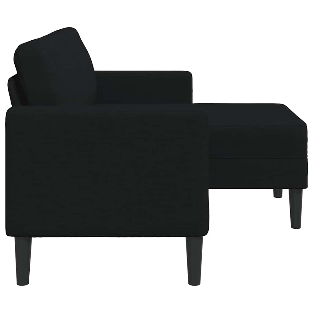 2-Zitsbank Met Ligchaise L-Vormig 125 Cm Stof Zwart