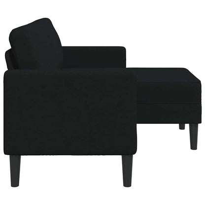 2-Zitsbank Met Ligchaise L-Vormig 125 Cm Stof Zwart