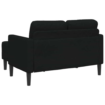 2-Zitsbank Met Ligchaise L-Vormig 125 Cm Stof Zwart