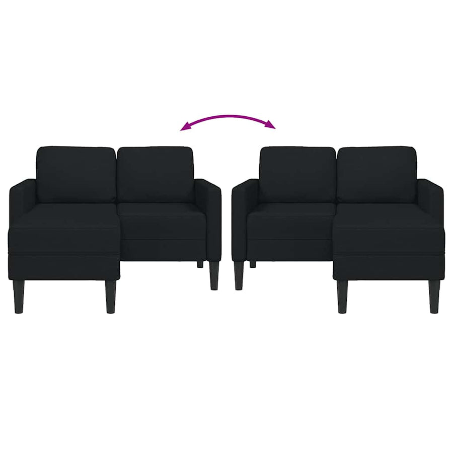2-Zitsbank Met Ligchaise L-Vormig 125 Cm Stof Zwart