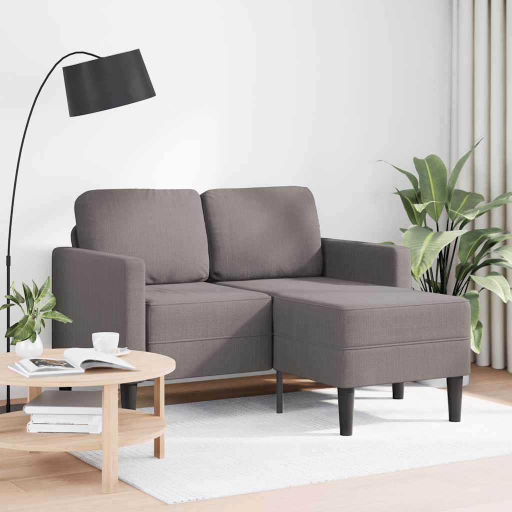 2-Zitsbank Met Ligstoel L-Vormig 125 Cm Stof Taupe