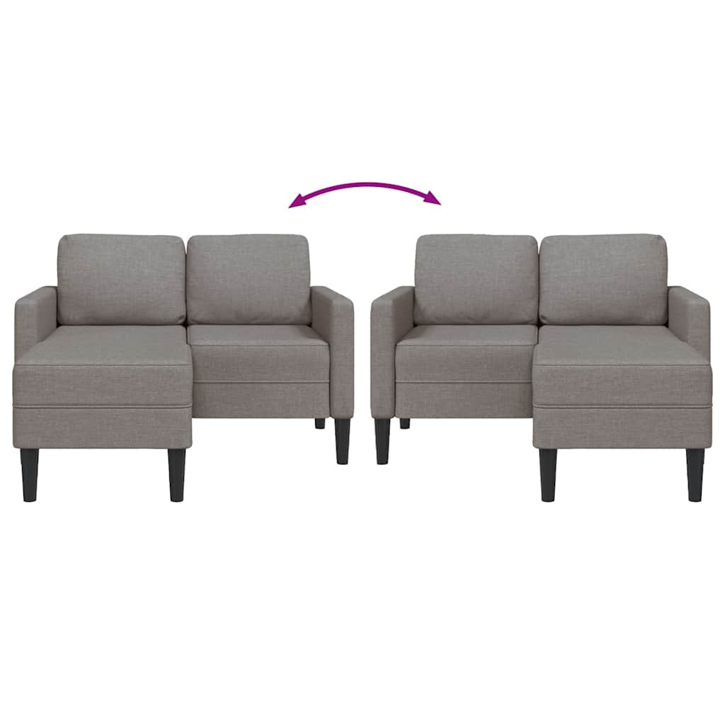 2-Zitsbank Met Ligstoel L-Vormig 125 Cm Stof Taupe