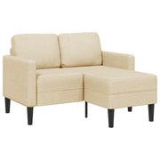 2-zitsbank L-vormig crèmekleurig stof 125x118x85 cm