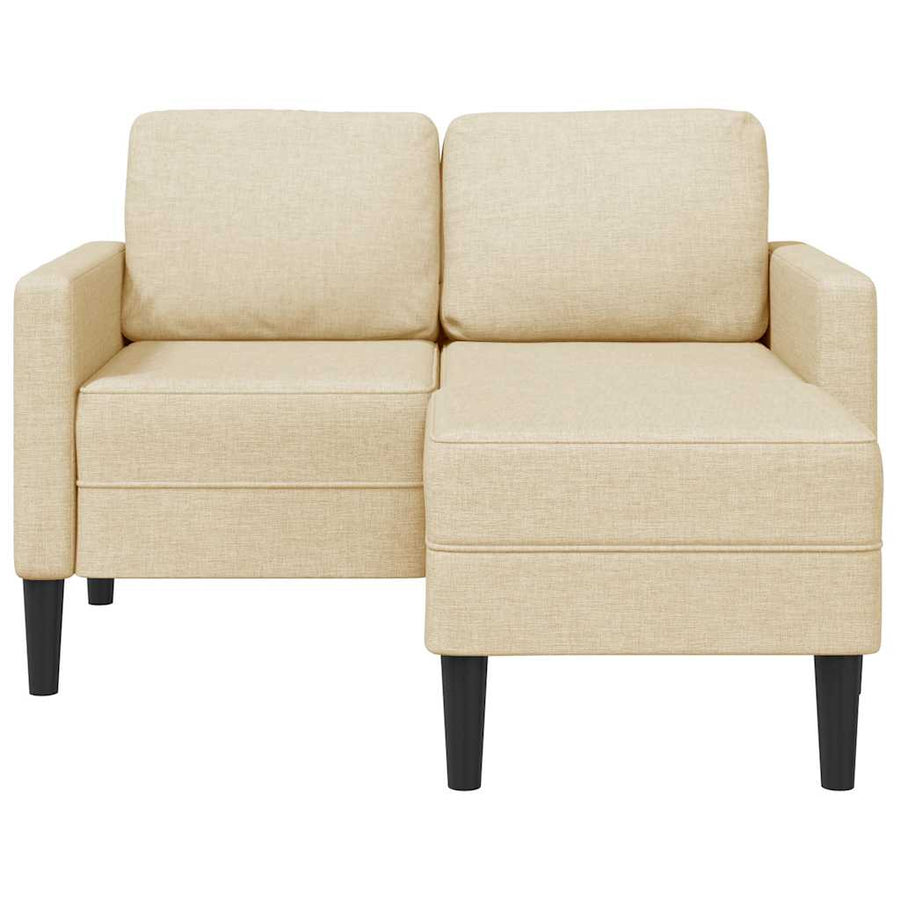 2-Zitsbank Met Ligstoel L-Vormig Kleurig Stof 125 Cm Crème