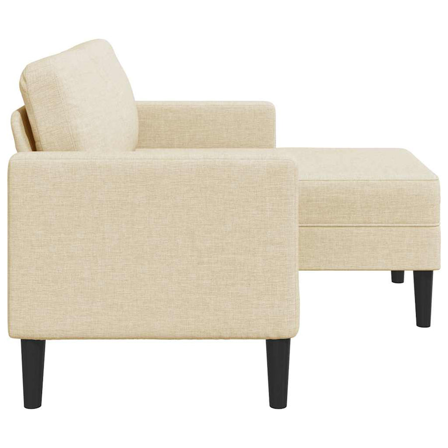 2-Zitsbank Met Ligstoel L-Vormig Kleurig Stof 125 Cm Crème