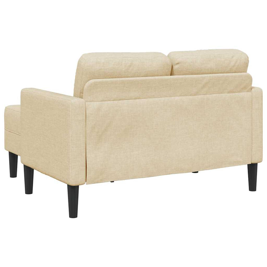 2-Zitsbank Met Ligstoel L-Vormig Kleurig Stof 125 Cm Crème