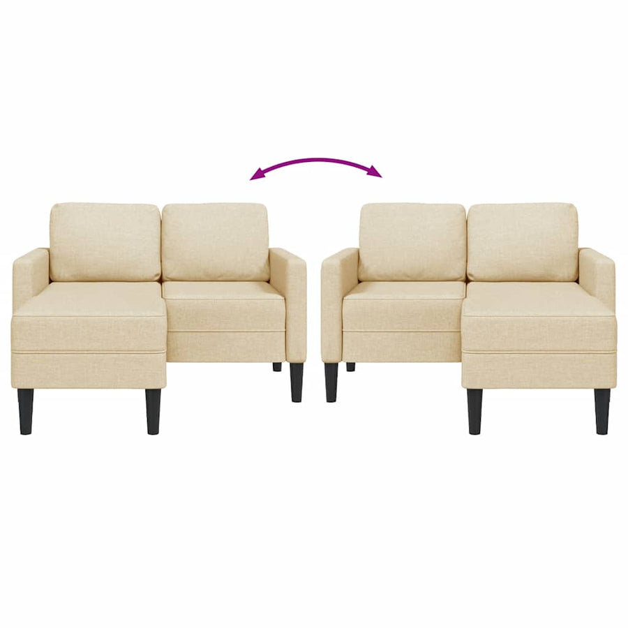 2-Zitsbank Met Ligstoel L-Vormig Kleurig Stof 125 Cm Crème