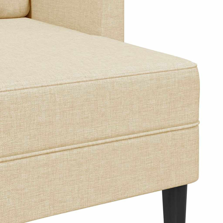 2-Zitsbank Met Ligstoel L-Vormig Kleurig Stof 125 Cm Crème
