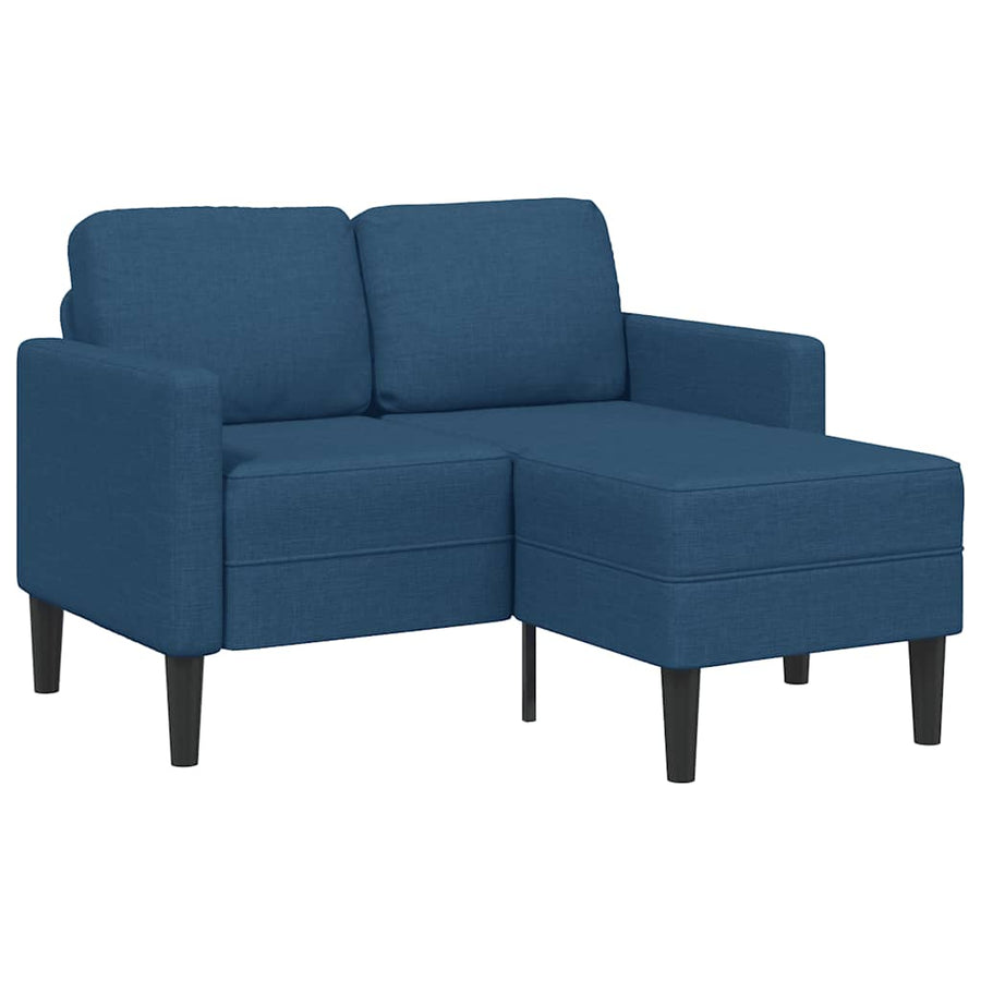 2-Zitsbank Met Ligstoel L-Vormig 125 Cm Stof Blauw
